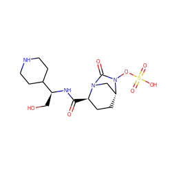 O=C(N[C@@H](CO)C1CCNCC1)[C@@H]1CC[C@@H]2CN1C(=O)N2OS(=O)(=O)O ZINC000096168590