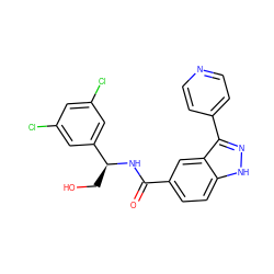 O=C(N[C@@H](CO)c1cc(Cl)cc(Cl)c1)c1ccc2[nH]nc(-c3ccncc3)c2c1 ZINC000653849065