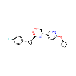 O=C(N[C@@H](CO)c1ccc(OC2CCC2)nc1)[C@H]1C[C@@H]1c1ccc(F)cc1 ZINC000095586667