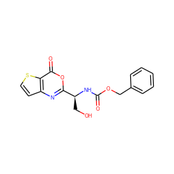 O=C(N[C@@H](CO)c1nc2ccsc2c(=O)o1)OCc1ccccc1 ZINC000000022342