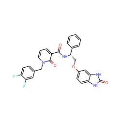 O=C(N[C@@H](COc1ccc2[nH]c(=O)[nH]c2c1)c1ccccc1)c1cccn(Cc2ccc(F)c(F)c2)c1=O ZINC000058660574