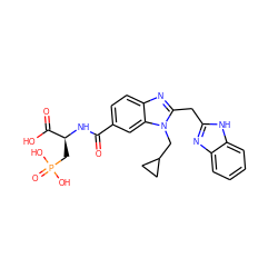 O=C(N[C@@H](CP(=O)(O)O)C(=O)O)c1ccc2nc(Cc3nc4ccccc4[nH]3)n(CC3CC3)c2c1 ZINC000003587536