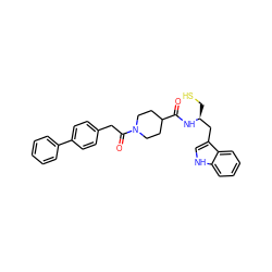 O=C(N[C@@H](CS)Cc1c[nH]c2ccccc12)C1CCN(C(=O)Cc2ccc(-c3ccccc3)cc2)CC1 ZINC000027655445