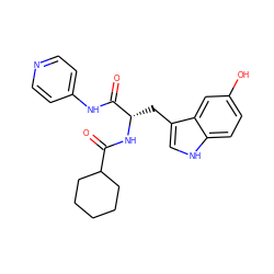 O=C(N[C@@H](Cc1c[nH]c2ccc(O)cc12)C(=O)Nc1ccncc1)C1CCCCC1 ZINC000096931560