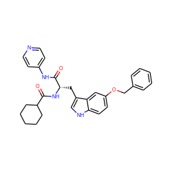 O=C(N[C@@H](Cc1c[nH]c2ccc(OCc3ccccc3)cc12)C(=O)Nc1ccncc1)C1CCCCC1 ZINC000096929562