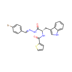 O=C(N[C@@H](Cc1c[nH]c2ccccc12)C(=O)N/N=C/c1ccc(Br)cc1)c1cccs1 ZINC000003185002