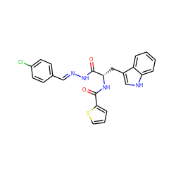 O=C(N[C@@H](Cc1c[nH]c2ccccc12)C(=O)N/N=C/c1ccc(Cl)cc1)c1cccs1 ZINC000003184973