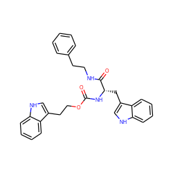 O=C(N[C@@H](Cc1c[nH]c2ccccc12)C(=O)NCCc1ccccc1)OCCc1c[nH]c2ccccc12 ZINC000029568812