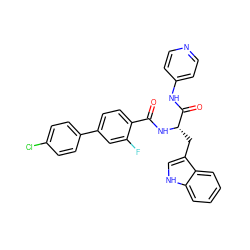 O=C(N[C@@H](Cc1c[nH]c2ccccc12)C(=O)Nc1ccncc1)c1ccc(-c2ccc(Cl)cc2)cc1F ZINC000096931526