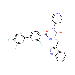 O=C(N[C@@H](Cc1c[nH]c2ccccc12)C(=O)Nc1ccncc1)c1ccc(-c2ccc(F)c(F)c2)cc1F ZINC000096930104