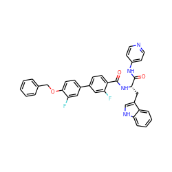 O=C(N[C@@H](Cc1c[nH]c2ccccc12)C(=O)Nc1ccncc1)c1ccc(-c2ccc(OCc3ccccc3)c(F)c2)cc1F ZINC000096930107