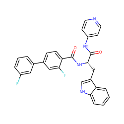 O=C(N[C@@H](Cc1c[nH]c2ccccc12)C(=O)Nc1ccncc1)c1ccc(-c2cccc(F)c2)cc1F ZINC000095920897