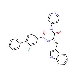 O=C(N[C@@H](Cc1c[nH]c2ccccc12)C(=O)Nc1ccncc1)c1ccc(-c2ccccc2)c(F)c1 ZINC000096930117