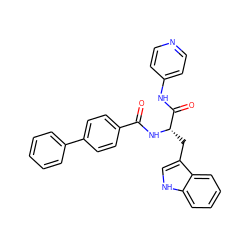 O=C(N[C@@H](Cc1c[nH]c2ccccc12)C(=O)Nc1ccncc1)c1ccc(-c2ccccc2)cc1 ZINC000096929561