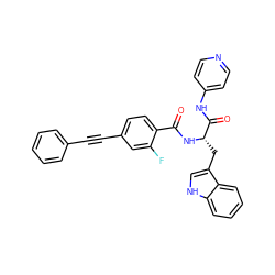 O=C(N[C@@H](Cc1c[nH]c2ccccc12)C(=O)Nc1ccncc1)c1ccc(C#Cc2ccccc2)cc1F ZINC000096930110