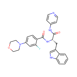 O=C(N[C@@H](Cc1c[nH]c2ccccc12)C(=O)Nc1ccncc1)c1ccc(N2CCOCC2)cc1F ZINC000096930113