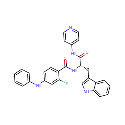 O=C(N[C@@H](Cc1c[nH]c2ccccc12)C(=O)Nc1ccncc1)c1ccc(Nc2ccccc2)cc1F ZINC000096930112