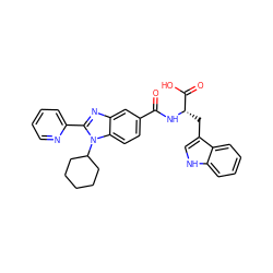 O=C(N[C@@H](Cc1c[nH]c2ccccc12)C(=O)O)c1ccc2c(c1)nc(-c1ccccn1)n2C1CCCCC1 ZINC000028021123