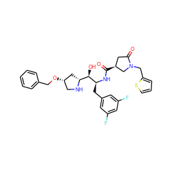O=C(N[C@@H](Cc1cc(F)cc(F)c1)[C@H](O)[C@H]1C[C@@H](OCc2ccccc2)CN1)[C@H]1CC(=O)N(Cc2cccs2)C1 ZINC000029129347