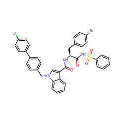 O=C(N[C@@H](Cc1ccc(Br)cc1)C(=O)NS(=O)(=O)c1ccccc1)c1cn(Cc2ccc(-c3ccc(Cl)cc3)cc2)c2ccccc12 ZINC001772635243