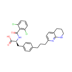 O=C(N[C@@H](Cc1ccc(CCCc2ccc3c(n2)NCCC3)cc1)C(=O)O)c1c(Cl)cccc1Cl ZINC000084671167