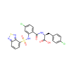 O=C(N[C@@H](Cc1ccc(Cl)cc1)C(=O)O)c1ccc(Cl)cc1NS(=O)(=O)c1cccc2nsnc12 ZINC000049722937