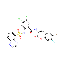 O=C(N[C@@H](Cc1ccc(F)c(Br)c1)C(=O)O)c1cc(Cl)c(Cl)cc1NS(=O)(=O)c1cccc2nccnc12 ZINC000049677769