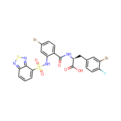 O=C(N[C@@H](Cc1ccc(F)c(Br)c1)C(=O)O)c1ccc(Br)cc1NS(=O)(=O)c1cccc2nsnc12 ZINC000049723371