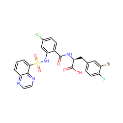 O=C(N[C@@H](Cc1ccc(F)c(Br)c1)C(=O)O)c1ccc(Cl)cc1NS(=O)(=O)c1cccc2nccnc12 ZINC000049679260