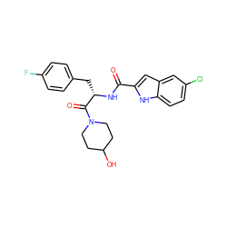 O=C(N[C@@H](Cc1ccc(F)cc1)C(=O)N1CCC(O)CC1)c1cc2cc(Cl)ccc2[nH]1 ZINC000000602032