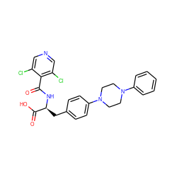 O=C(N[C@@H](Cc1ccc(N2CCN(c3ccccc3)CC2)cc1)C(=O)O)c1c(Cl)cncc1Cl ZINC000028978837