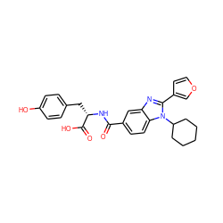 O=C(N[C@@H](Cc1ccc(O)cc1)C(=O)O)c1ccc2c(c1)nc(-c1ccoc1)n2C1CCCCC1 ZINC000013586772