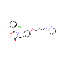 O=C(N[C@@H](Cc1ccc(OCCCNc2ccccn2)cc1)C(=O)O)c1c(Cl)cccc1Cl ZINC000084670545