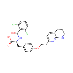 O=C(N[C@@H](Cc1ccc(OCCc2ccc3c(n2)NCCC3)cc1)C(=O)O)c1c(Cl)cccc1Cl ZINC000084671166