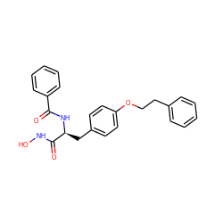 O=C(N[C@@H](Cc1ccc(OCCc2ccccc2)cc1)C(=O)NO)c1ccccc1 ZINC000095558336