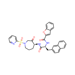 O=C(N[C@@H](Cc1ccc2ccccc2c1)C(=O)N[C@H]1CCCN(S(=O)(=O)c2ccccn2)CC1=O)c1cc2ccccc2o1 ZINC000028526578