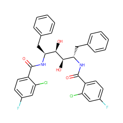 O=C(N[C@@H](Cc1ccccc1)[C@@H](O)[C@H](O)[C@H](Cc1ccccc1)NC(=O)c1ccc(F)cc1Cl)c1ccc(F)cc1Cl ZINC000070631606