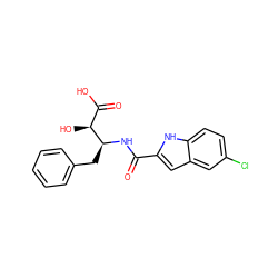 O=C(N[C@@H](Cc1ccccc1)[C@@H](O)C(=O)O)c1cc2cc(Cl)ccc2[nH]1 ZINC000013780535