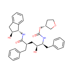 O=C(N[C@@H](Cc1ccccc1)[C@@H](O)C[C@@H](Cc1ccccc1)C(=O)N[C@H]1c2ccccc2C[C@@H]1O)O[C@@H]1CCOC1 ZINC000027438017