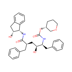 O=C(N[C@@H](Cc1ccccc1)[C@@H](O)C[C@@H](Cc1ccccc1)C(=O)N[C@H]1c2ccccc2C[C@H]1O)O[C@@H]1CCCOC1 ZINC000014942894