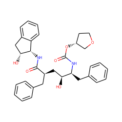 O=C(N[C@@H](Cc1ccccc1)[C@@H](O)C[C@@H](Cc1ccccc1)C(=O)N[C@H]1c2ccccc2C[C@H]1O)O[C@@H]1CCOC1 ZINC000014942891