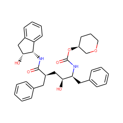 O=C(N[C@@H](Cc1ccccc1)[C@@H](O)C[C@@H](Cc1ccccc1)C(=O)N[C@H]1c2ccccc2C[C@H]1O)O[C@H]1CCCOC1 ZINC000014942893