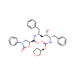 O=C(N[C@@H](Cc1ccccc1)[C@@H](O)C[C@H](Cc1ccccc1)NC(=O)[C@@H]1CN(c2ccccc2)C(=O)O1)O[C@@H]1CCOC1 ZINC000064539428