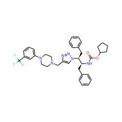 O=C(N[C@@H](Cc1ccccc1)[C@H](Cc1ccccc1)n1cc(CN2CCN(c3cccc(C(F)(F)F)c3)CC2)nn1)OC1CCCC1 ZINC000049780070