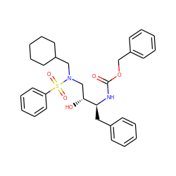 O=C(N[C@@H](Cc1ccccc1)[C@H](O)CN(CC1CCCCC1)S(=O)(=O)c1ccccc1)OCc1ccccc1 ZINC000027654405