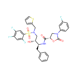 O=C(N[C@@H](Cc1ccccc1)[C@H](O)CN(Cc1cccs1)S(=O)(=O)c1cc(F)c(F)cc1F)[C@@H]1CN(c2cccc(F)c2)C(=O)O1 ZINC000049776349