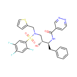 O=C(N[C@@H](Cc1ccccc1)[C@H](O)CN(Cc1cccs1)S(=O)(=O)c1cc(F)c(F)cc1F)c1ccnnc1 ZINC000044430334