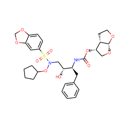 O=C(N[C@@H](Cc1ccccc1)[C@H](O)CN(OC1CCCC1)S(=O)(=O)c1ccc2c(c1)OCO2)O[C@H]1CO[C@H]2OCC[C@@H]12 ZINC000014946341