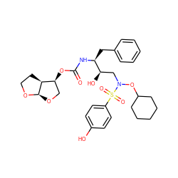 O=C(N[C@@H](Cc1ccccc1)[C@H](O)CN(OC1CCCCC1)S(=O)(=O)c1ccc(O)cc1)O[C@H]1CO[C@H]2OCC[C@@H]12 ZINC000014946346