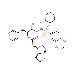 O=C(N[C@@H](Cc1ccccc1)[C@H](O)CN(OC1CCCCC1)S(=O)(=O)c1ccc2c(c1)OCCO2)O[C@H]1CO[C@H]2OCC[C@@H]12 ZINC000014946348